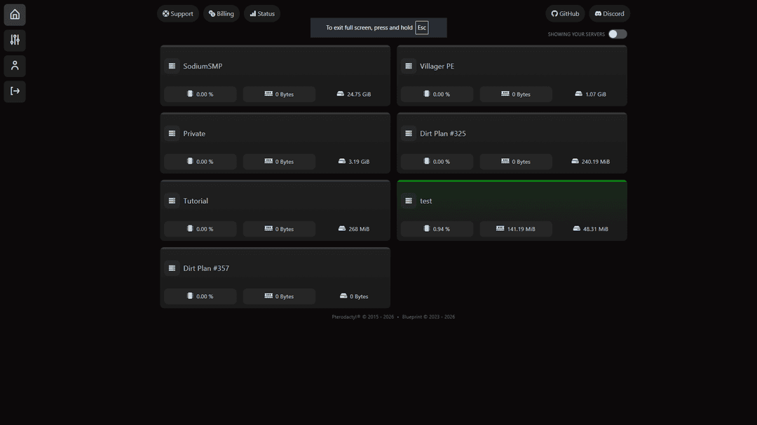 SodiumNodes Minecraft hosting control panel dashboard